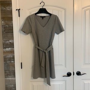White House Black Market grey shirt dress with belted waist. Size Small